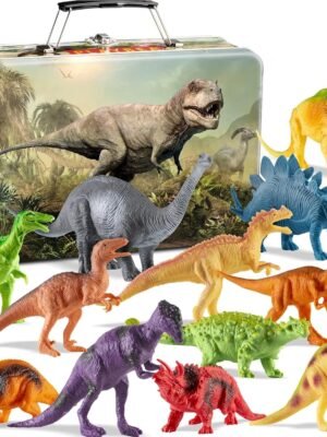 Dinosaur Toys for Kids 3-5 – 12 Realistic Small Dinosaur Figures with Storage Box